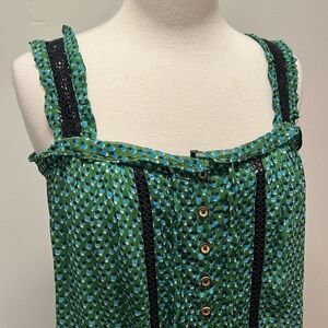 Anthro Bardot ruffle and lace tank 6P